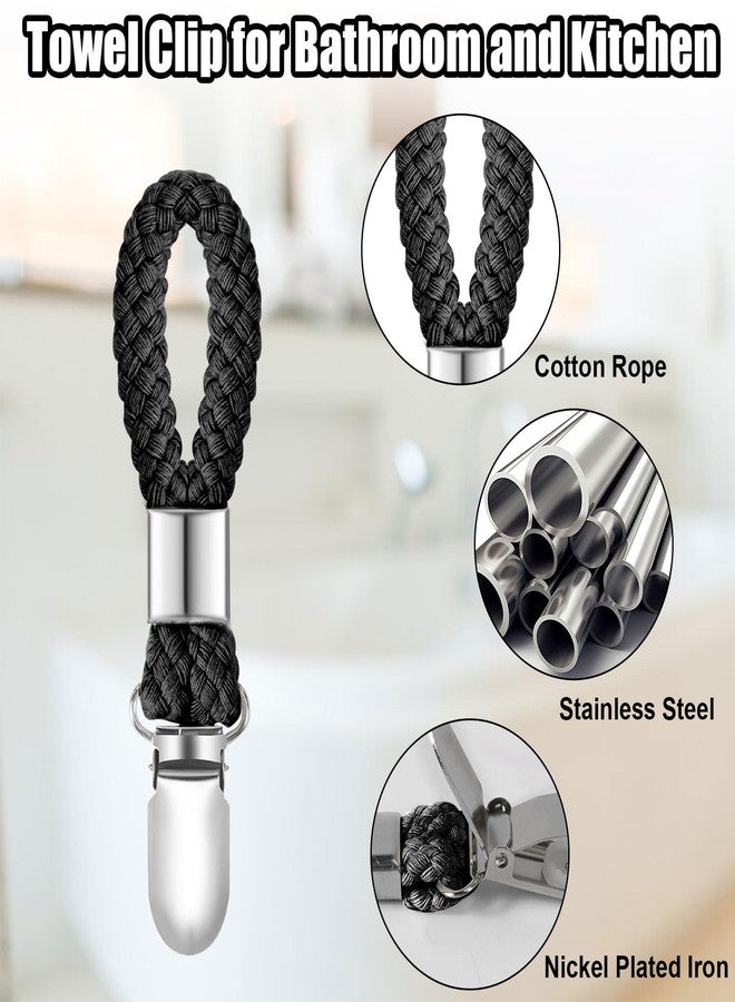 SXoonKing 6Pcs Kitchen Towel Clips, Metal Clips for Hanging with Braided Cotton Loop, Kitchen Hand Towel Holder Hook for Home Bathroom Cupboards Cloth Hanger Holder - Image 3